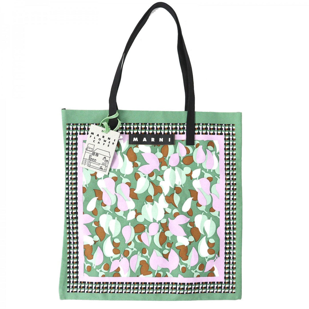 MARNI Tote Bag SHMH0046A0T0000 Main: Cotton, Part: Cowhide Green type FLOWER CAFE Women Used Authentic
