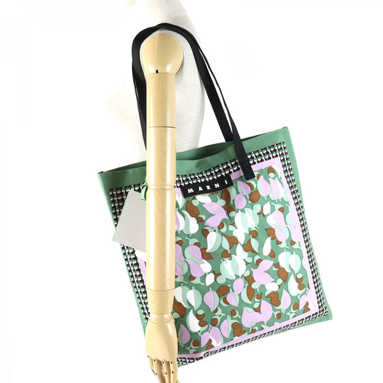MARNI Tote Bag SHMH0046A0T0000 Main: Cotton, Part: Cowhide Green type FLOWER CAFE Women Used Authentic