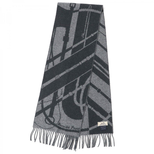 HERMES Scarf Main: 100% cashmere Anthracite/Gris Cine Click crack mens Used Authentic
