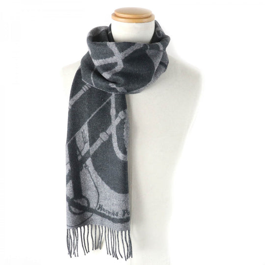 HERMES Scarf Main: 100% cashmere Anthracite/Gris Cine Click crack mens Used Authentic