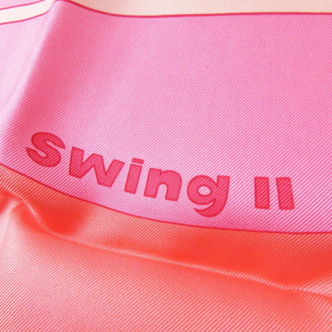 HERMES scarf Main: 100% silk ROSE PALE FRAMBOISE IVOIRE Carre90 SWING 2 Women Used Authentic