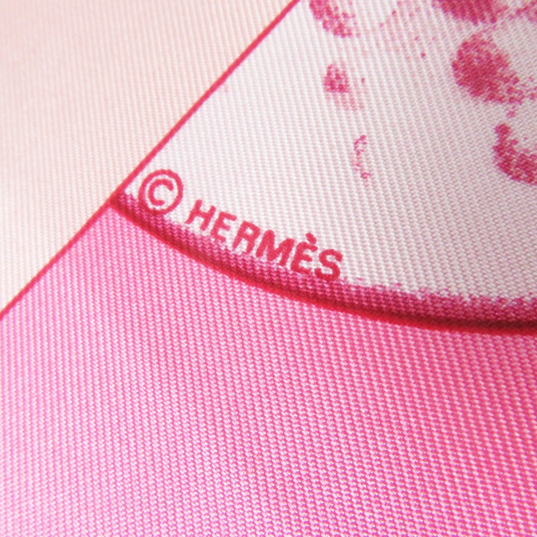 HERMES scarf Main: 100% silk ROSE PALE FRAMBOISE IVOIRE Carre90 SWING 2 Women Used Authentic