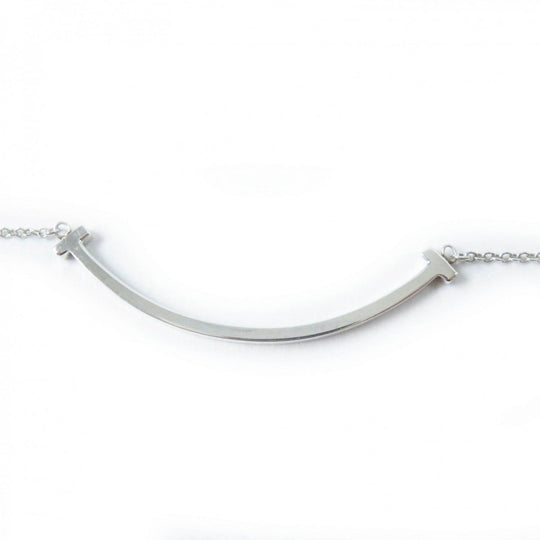 TIFFANY&Co. Necklace Main�FAG925 Silver T Smile Women Used Authentic