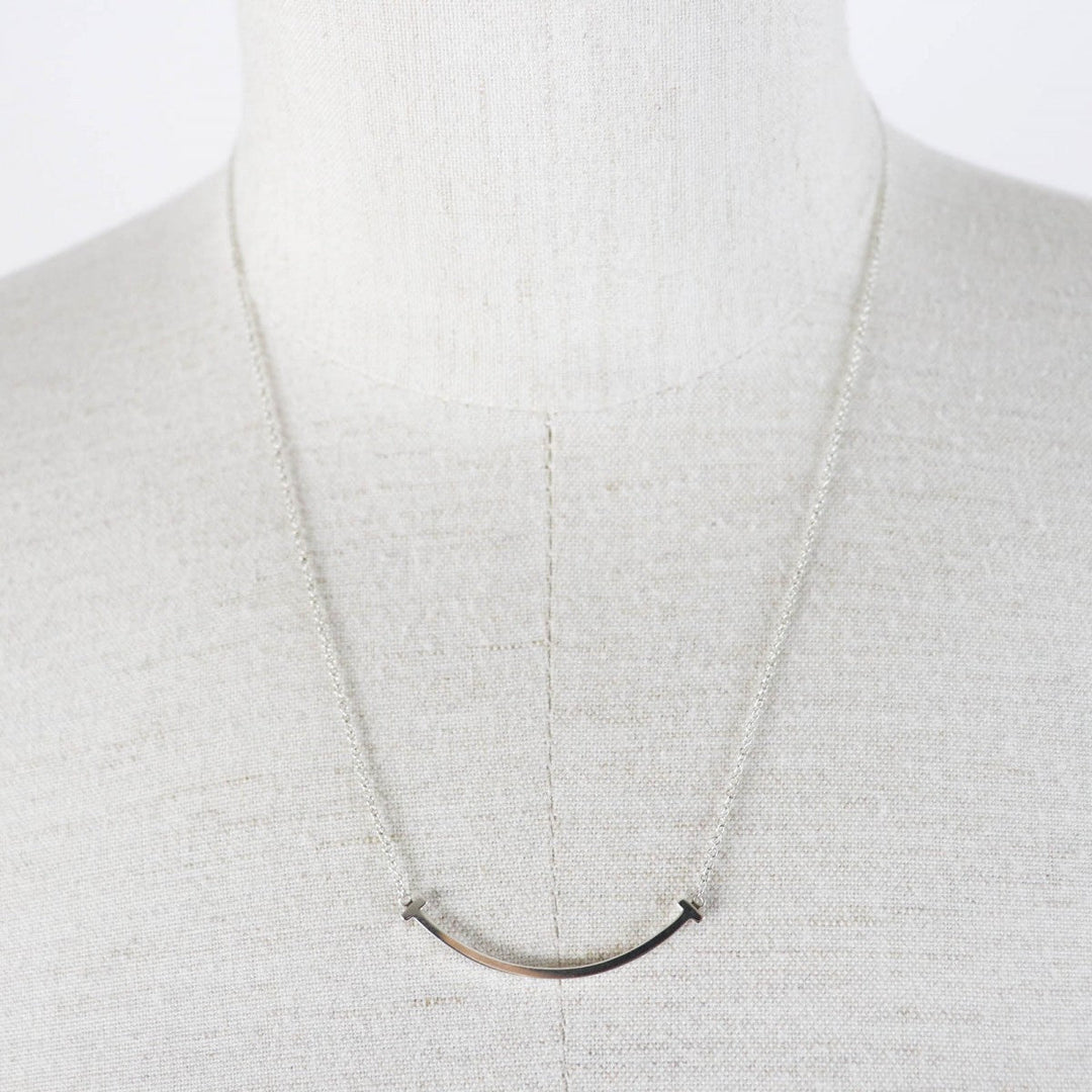 TIFFANY&Co. Necklace Main�FAG925 Silver T Smile Women Used Authentic