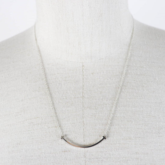 TIFFANY&Co. Necklace Main�FAG925 Silver T Smile Women Used Authentic