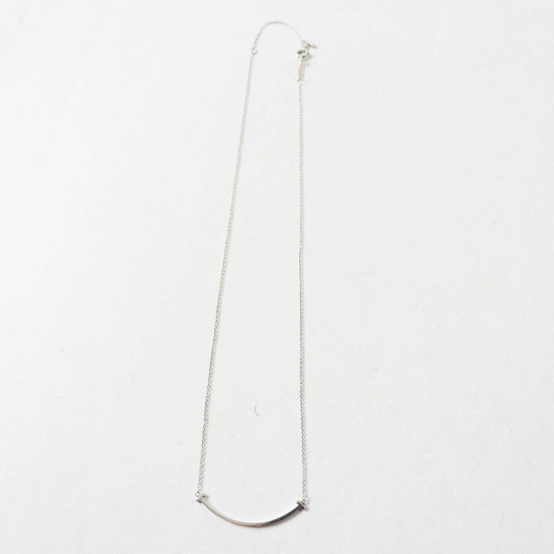 TIFFANY&Co. Necklace Main�FAG925 Silver T Smile Women Used Authentic