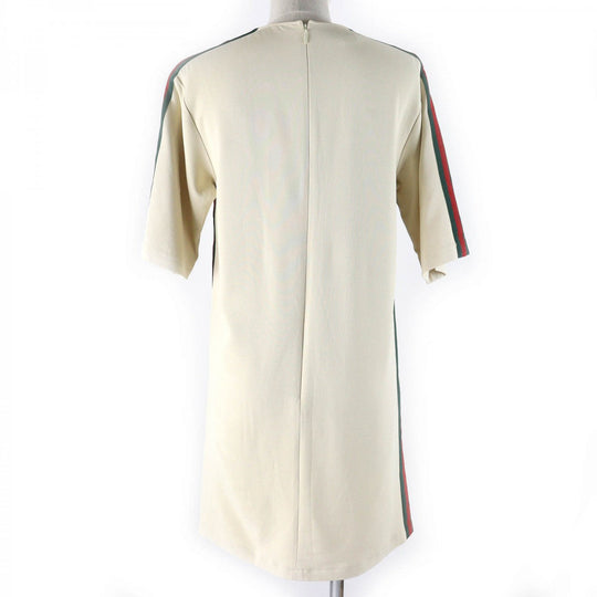 GUCCI one piece 528977 Outer: 97% rayon, Outer: 3% polyurethane, Part: 65% rayon, Part: 35% cotton Ivory Green Red Women 36 Used Authentic