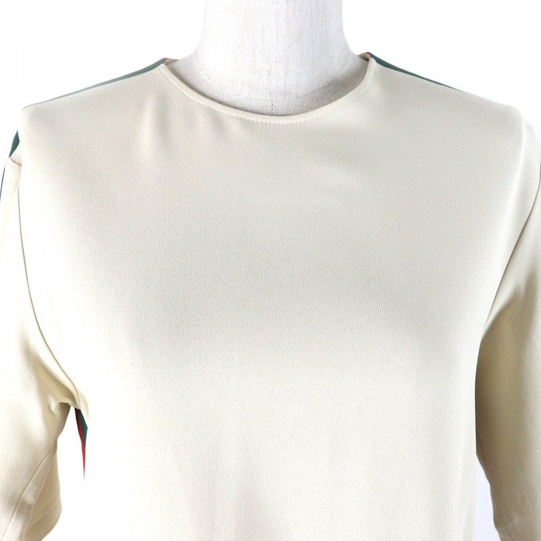 GUCCI one piece 528977 Outer: 97% rayon, Outer: 3% polyurethane, Part: 65% rayon, Part: 35% cotton Ivory Green Red Women 36 Used Authentic