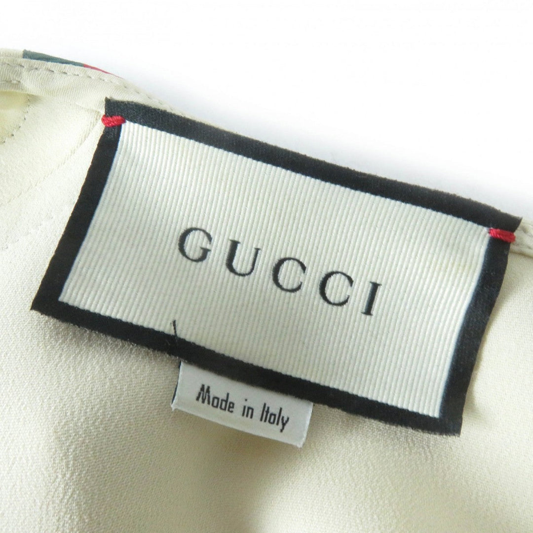 GUCCI one piece 528977 Outer: 97% rayon, Outer: 3% polyurethane, Part: 65% rayon, Part: 35% cotton Ivory Green Red Women 36 Used Authentic