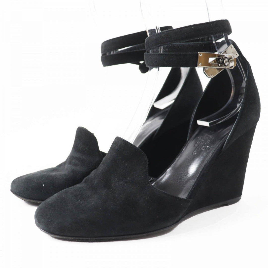 HERMES pumps Main: Suede leather black Kelly Metal/Wedge Sole Baby 90 Women No size listed Used Authentic
