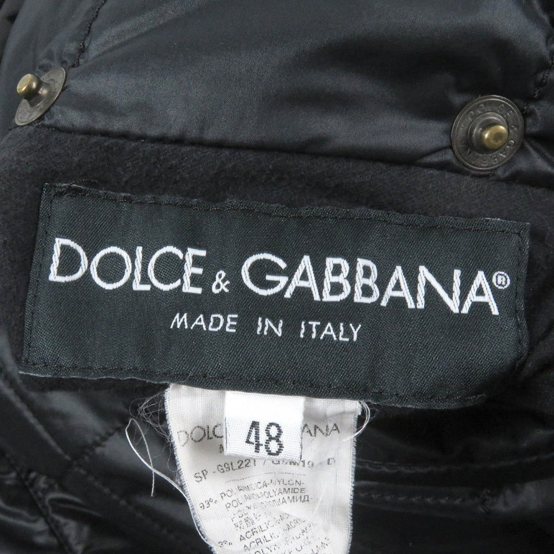 DOLCE&GABBANA Jacket Outer: 93% polyamide (nylon), Outer: 3% acrylic, Outer: 3% wool, Outer: 1% elastane (polyurethane), Lining: 71% wool black mens 48 Used Authentic