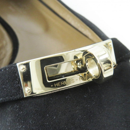 HERMES pumps 36H 202101Z Main: Suede leather black bilbao Women 36.5 Used Authentic