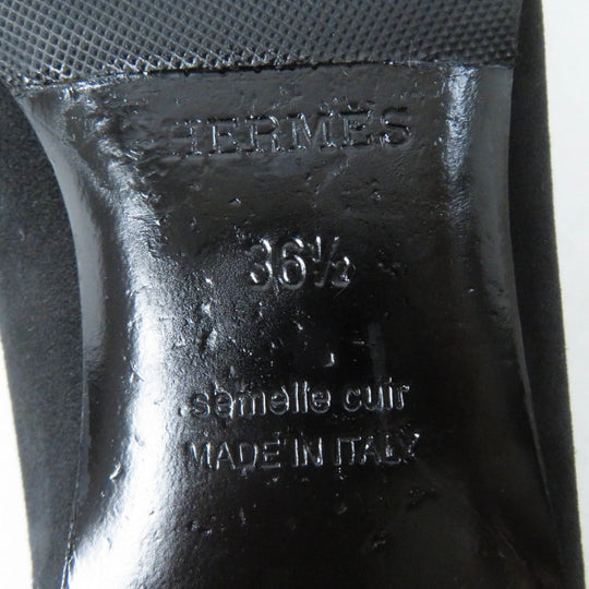 HERMES pumps 36H 202101Z Main: Suede leather black bilbao Women 36.5 Used Authentic