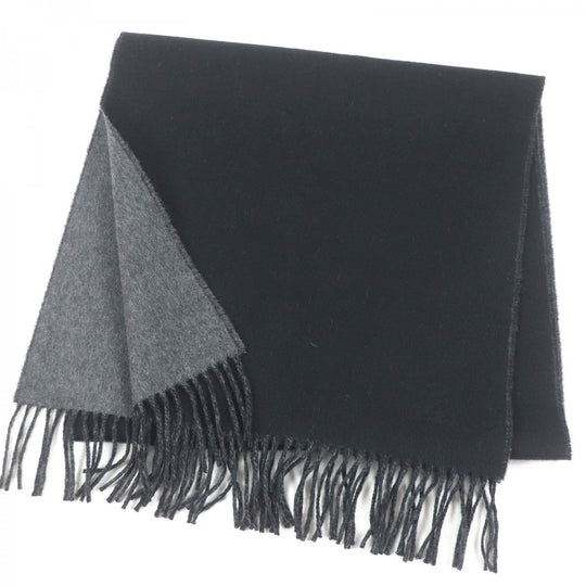 HERMES Scarf H393800T Main: 100% cashmere Black Grey Recto Verso mens Used Authentic