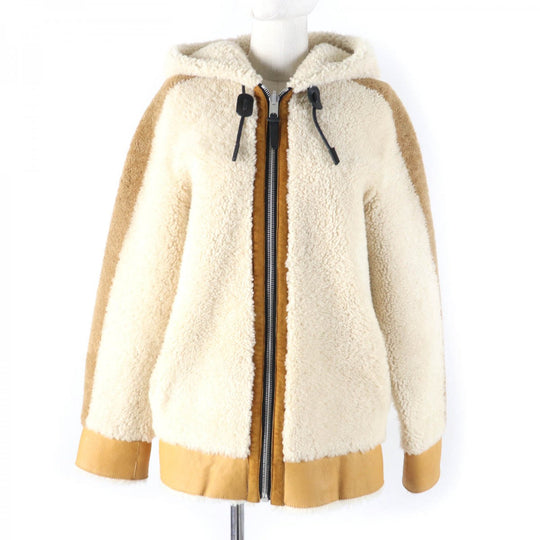 COACH Mouton jacket 23135 Main: Wool, Leather part: Sheepskin, Leather part: Cowhide Ivory light brown Women Used Authentic