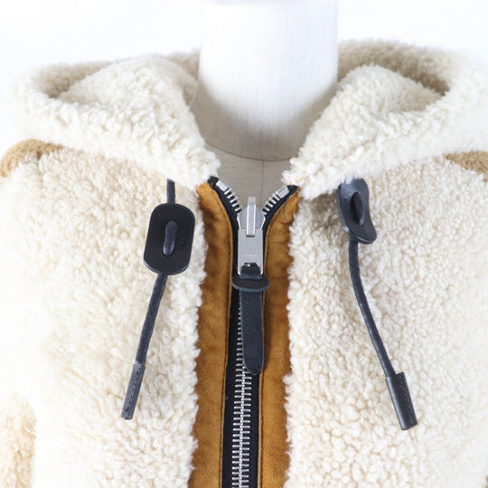 COACH Mouton jacket 23135 Main: Wool, Leather part: Sheepskin, Leather part: Cowhide Ivory light brown Women Used Authentic