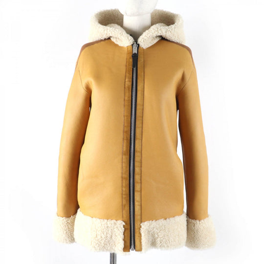 COACH Mouton jacket 23135 Main: Wool, Leather part: Sheepskin, Leather part: Cowhide Ivory light brown Women Used Authentic