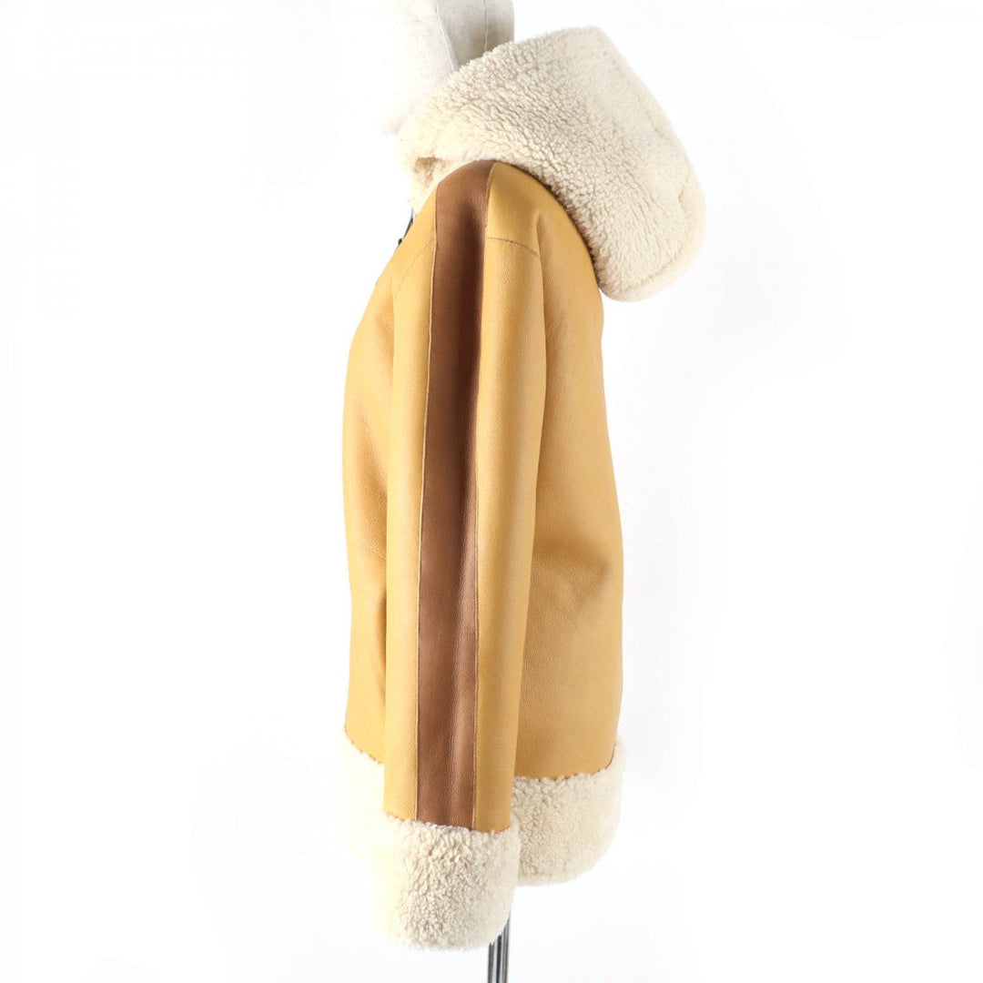 COACH Mouton jacket 23135 Main: Wool, Leather part: Sheepskin, Leather part: Cowhide Ivory light brown Women Used Authentic