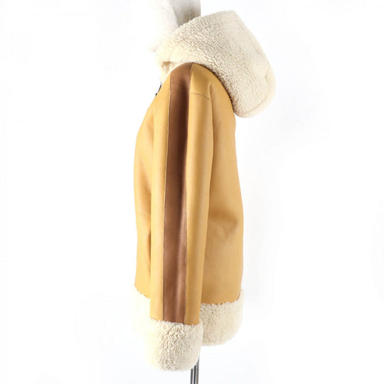 COACH Mouton jacket 23135 Main: Wool, Leather part: Sheepskin, Leather part: Cowhide Ivory light brown Women Used Authentic