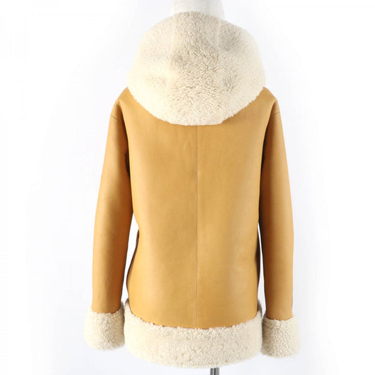 COACH Mouton jacket 23135 Main: Wool, Leather part: Sheepskin, Leather part: Cowhide Ivory light brown Women Used Authentic