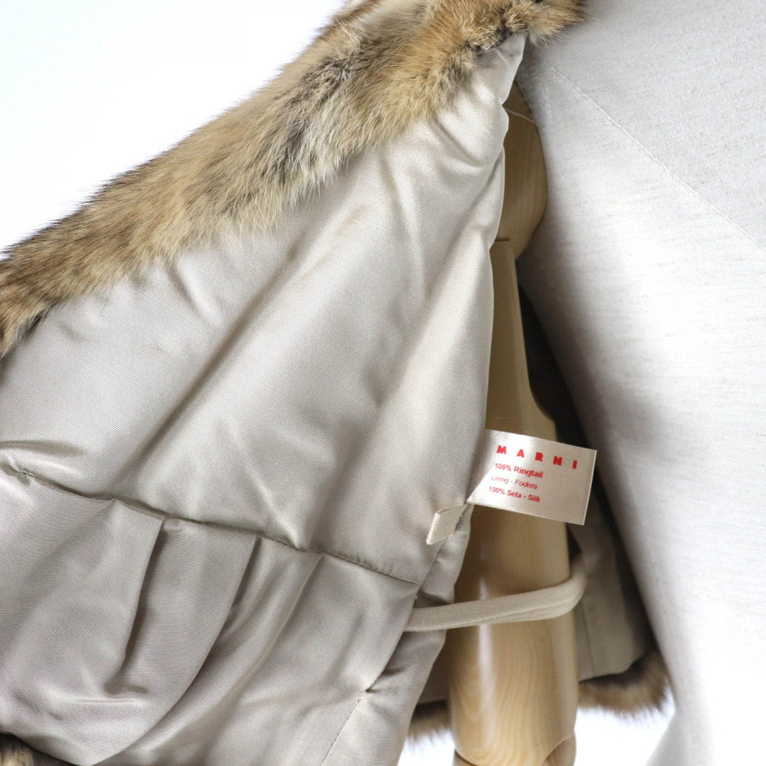 MARNI poncho Outer: 100% Ringtail, Lining: 100% Silk Brown Women 40 Used Authentic