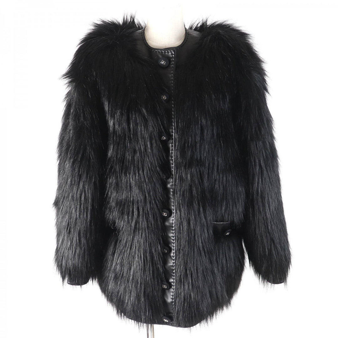 DOLCE&GABBANA Jacket Outer: 75% modacrylic, Outer: 25% polyester, Lining: 97% polyester, Lining: 3% elastane (polyurethane), Filling: 100% polyester black Women 36 Used Authentic