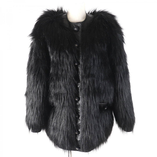 DOLCE&GABBANA Jacket Outer: 75% modacrylic, Outer: 25% polyester, Lining: 97% polyester, Lining: 3% elastane (polyurethane), Filling: 100% polyester black Women 36 Used Authentic