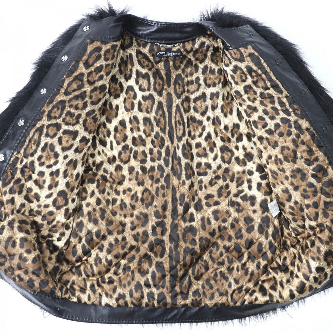 DOLCE&GABBANA Jacket Outer: 75% modacrylic, Outer: 25% polyester, Lining: 97% polyester, Lining: 3% elastane (polyurethane), Filling: 100% polyester black Women 36 Used Authentic