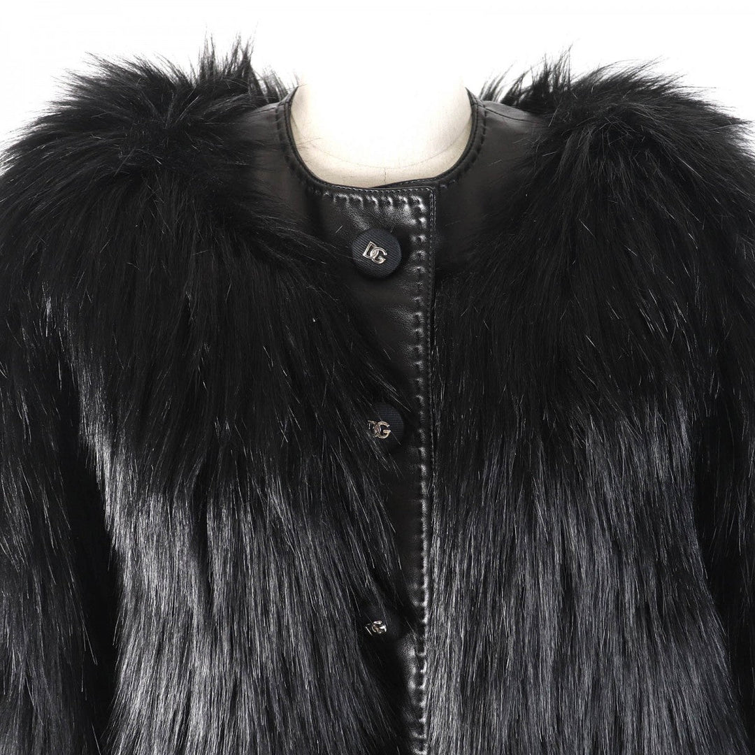 DOLCE&GABBANA Jacket Outer: 75% modacrylic, Outer: 25% polyester, Lining: 97% polyester, Lining: 3% elastane (polyurethane), Filling: 100% polyester black Women 36 Used Authentic