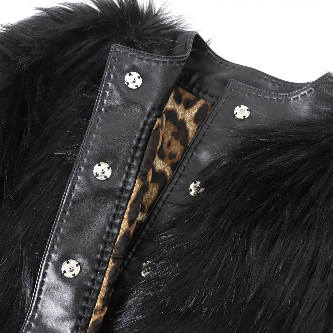 DOLCE&GABBANA Jacket Outer: 75% modacrylic, Outer: 25% polyester, Lining: 97% polyester, Lining: 3% elastane (polyurethane), Filling: 100% polyester black Women 36 Used Authentic