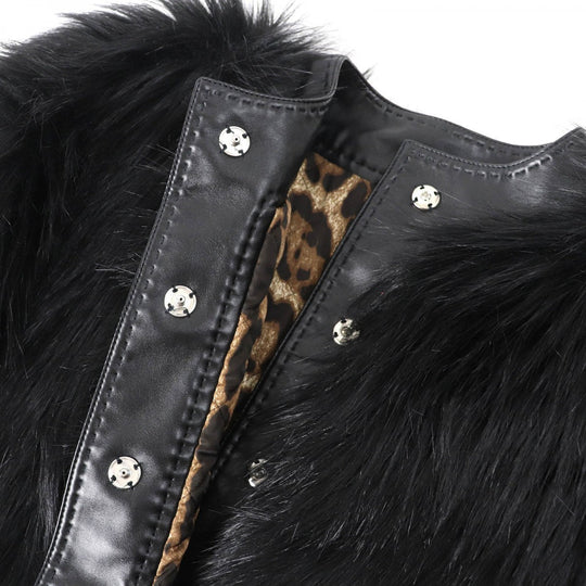 DOLCE&GABBANA Jacket Outer: 75% modacrylic, Outer: 25% polyester, Lining: 97% polyester, Lining: 3% elastane (polyurethane), Filling: 100% polyester black Women 36 Used Authentic