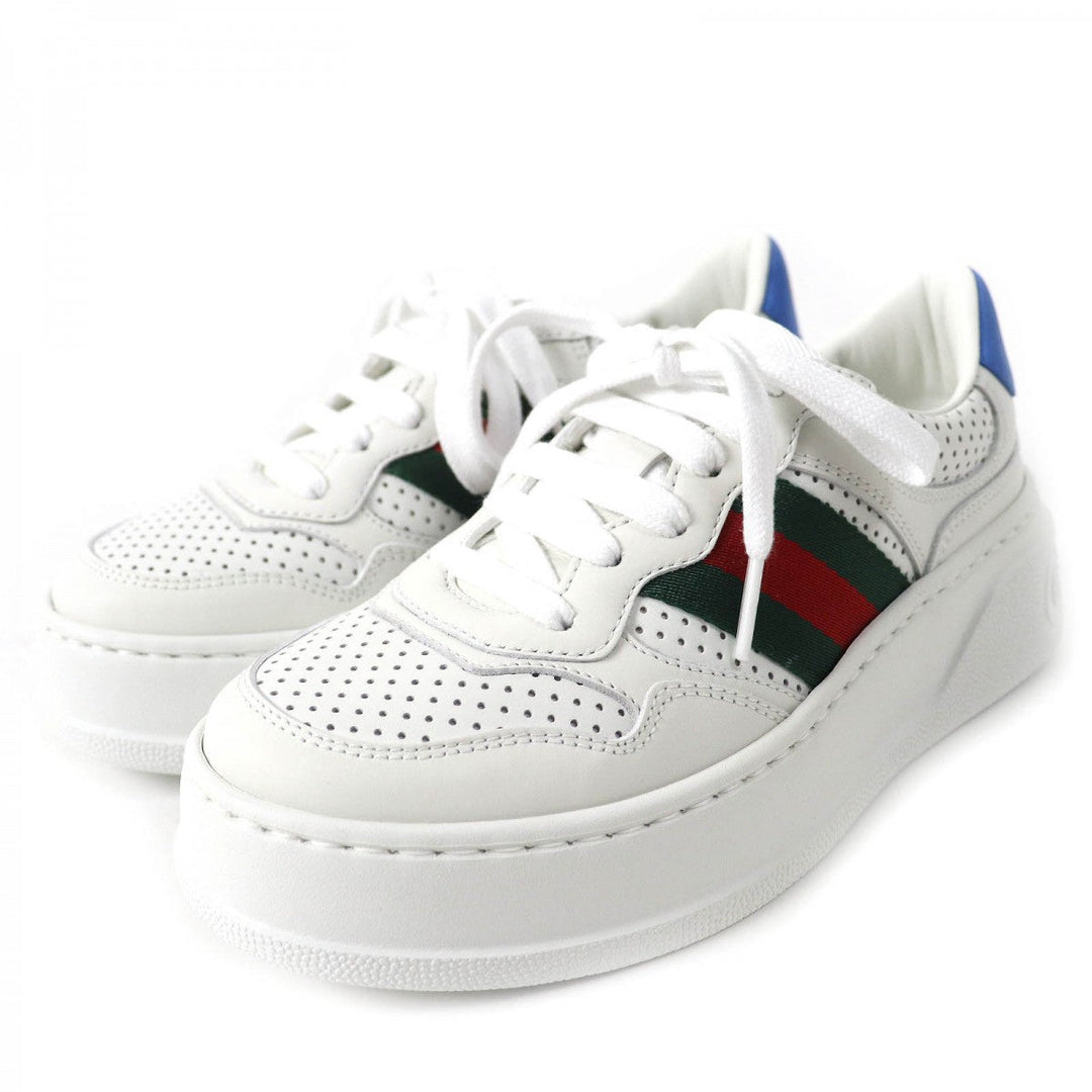 GUCCI Low cut sneakers 670415 Main: Leather White Blue Green Red Women 34.5 Used Authentic