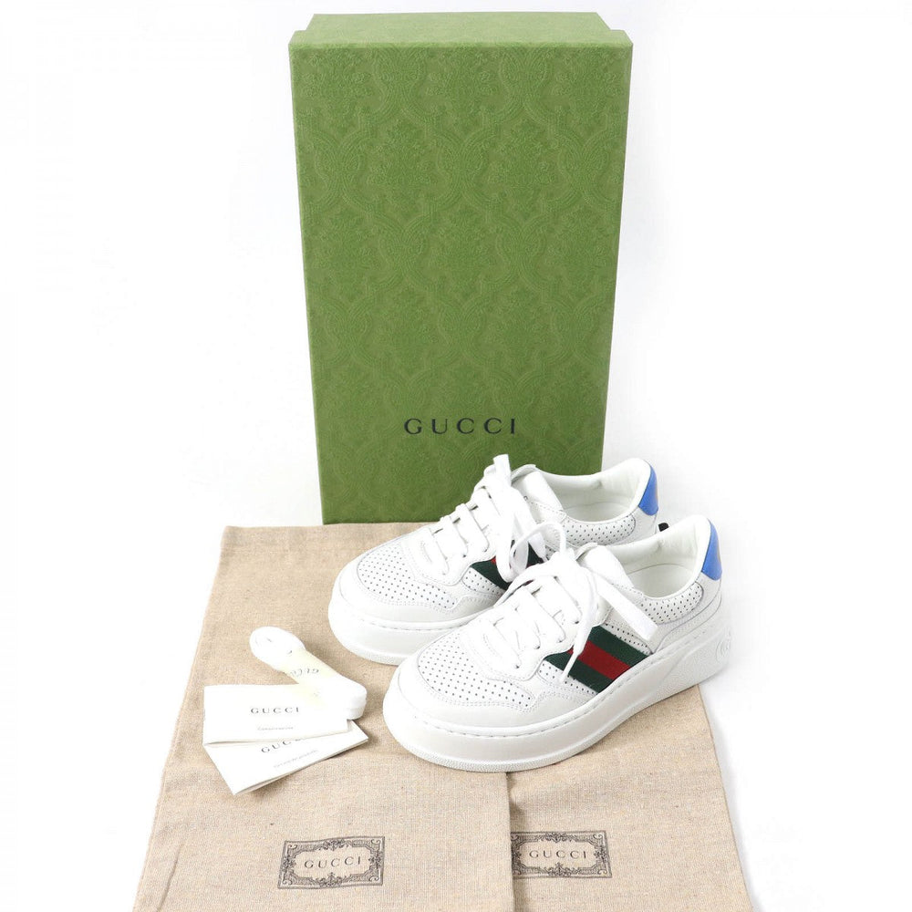 GUCCI Low cut sneakers 670415 Main: Leather White Blue Green Red Women 34.5 Used Authentic