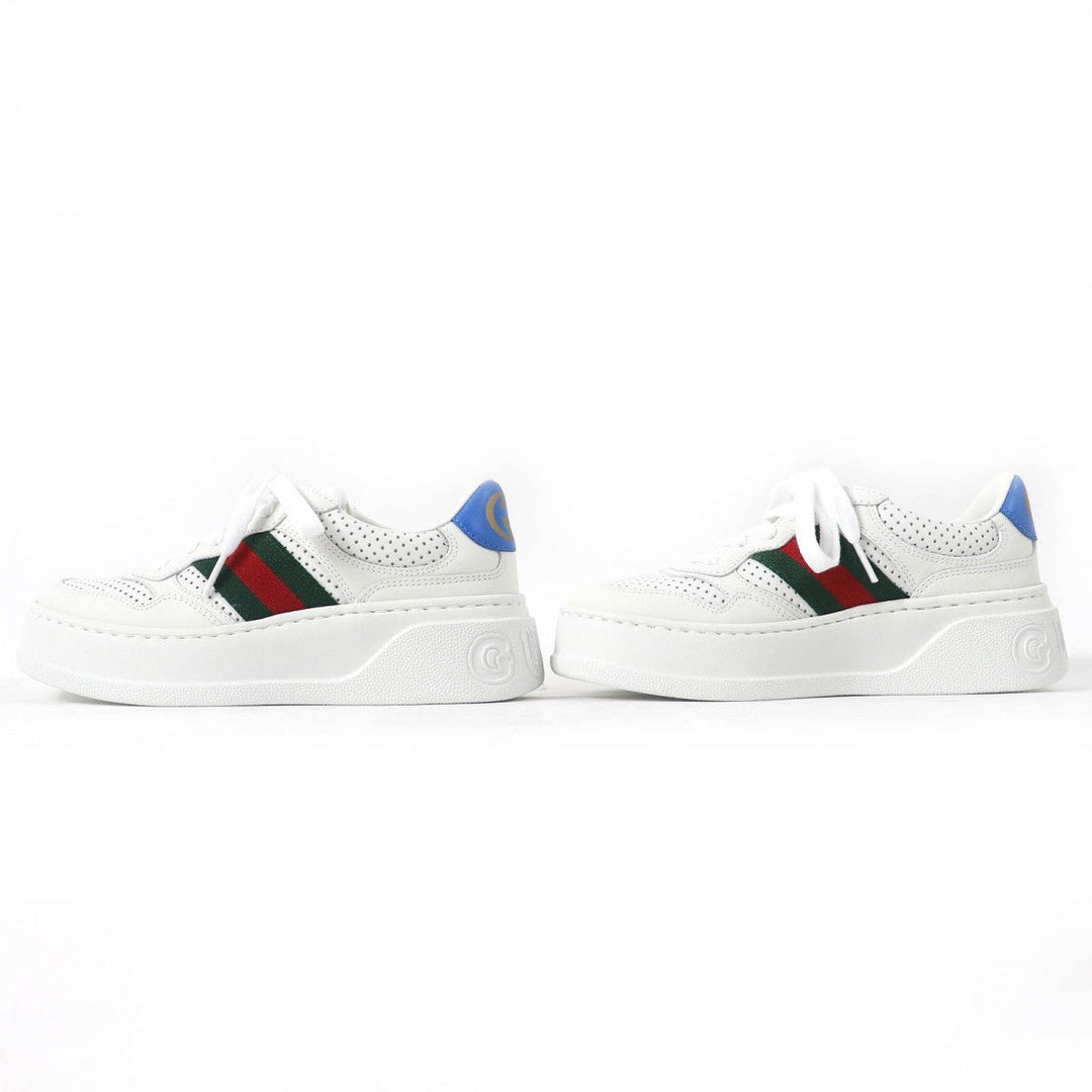 GUCCI Low cut sneakers 670415 Main: Leather White Blue Green Red Women 34.5 Used Authentic