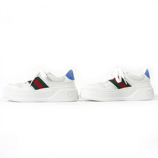 GUCCI Low cut sneakers 670415 Main: Leather White Blue Green Red Women 34.5 Used Authentic