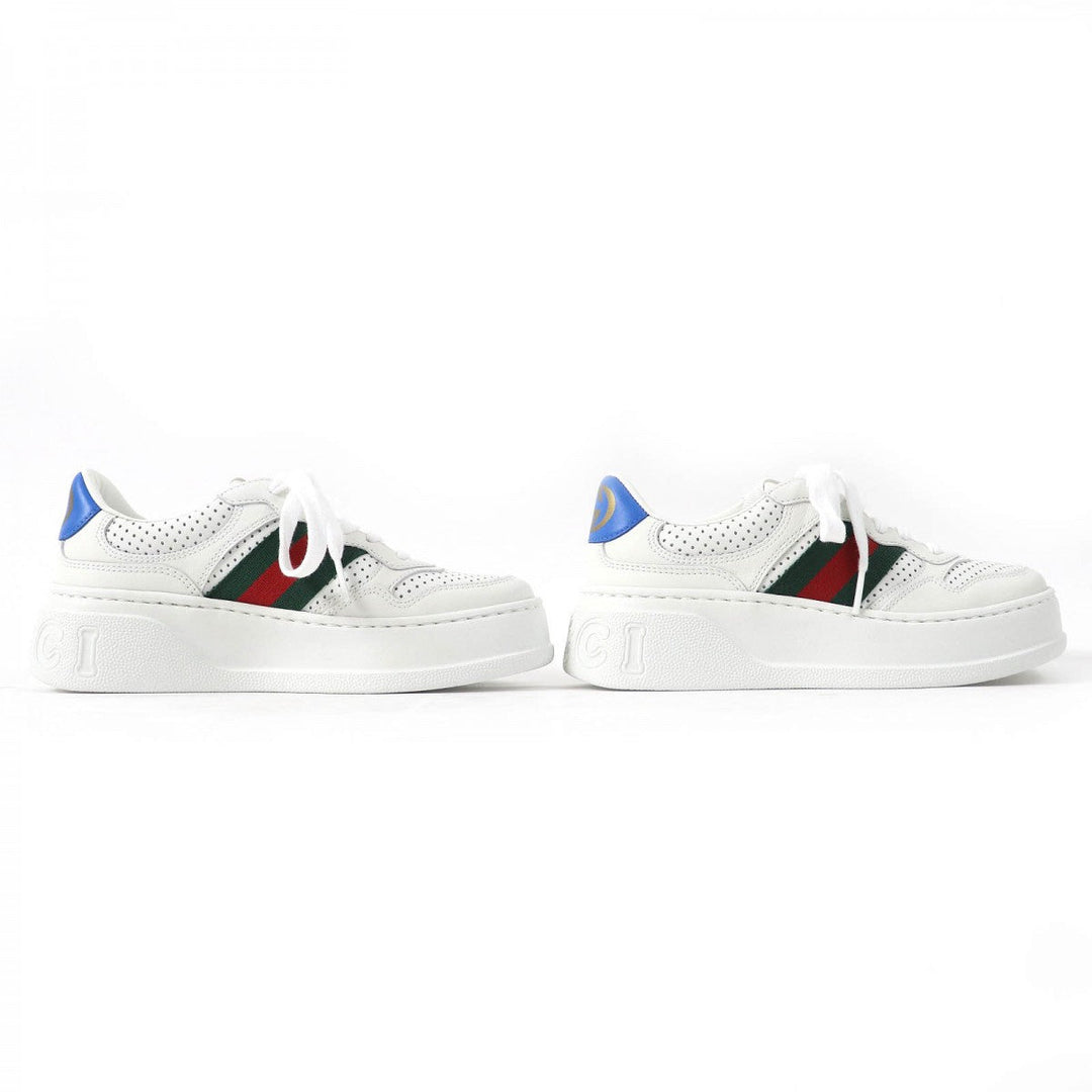 GUCCI Low cut sneakers 670415 Main: Leather White Blue Green Red Women 34.5 Used Authentic