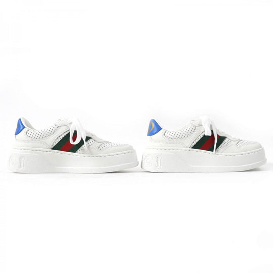 GUCCI Low cut sneakers 670415 Main: Leather White Blue Green Red Women 34.5 Used Authentic