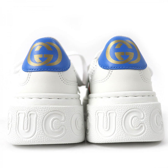 GUCCI Low cut sneakers 670415 Main: Leather White Blue Green Red Women 34.5 Used Authentic