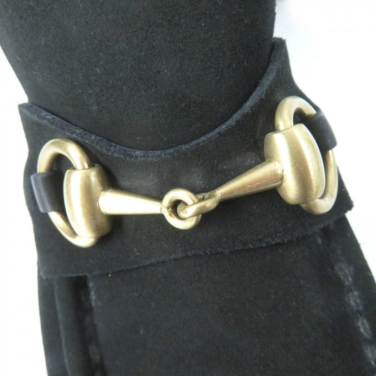 GUCCI short boots 104 0088 Suede leather black 36.5