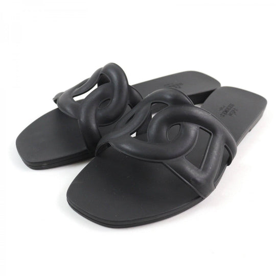 HERMES Sandals Main: Rubber black Aloha Women 35 Used Authentic