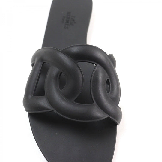 HERMES Sandals Main: Rubber black Aloha Women 35 Used Authentic