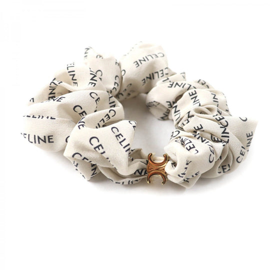 CELINE hair accessory silk Beige black Leyure