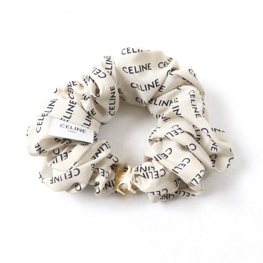 CELINE hair accessory silk Beige black Leyure