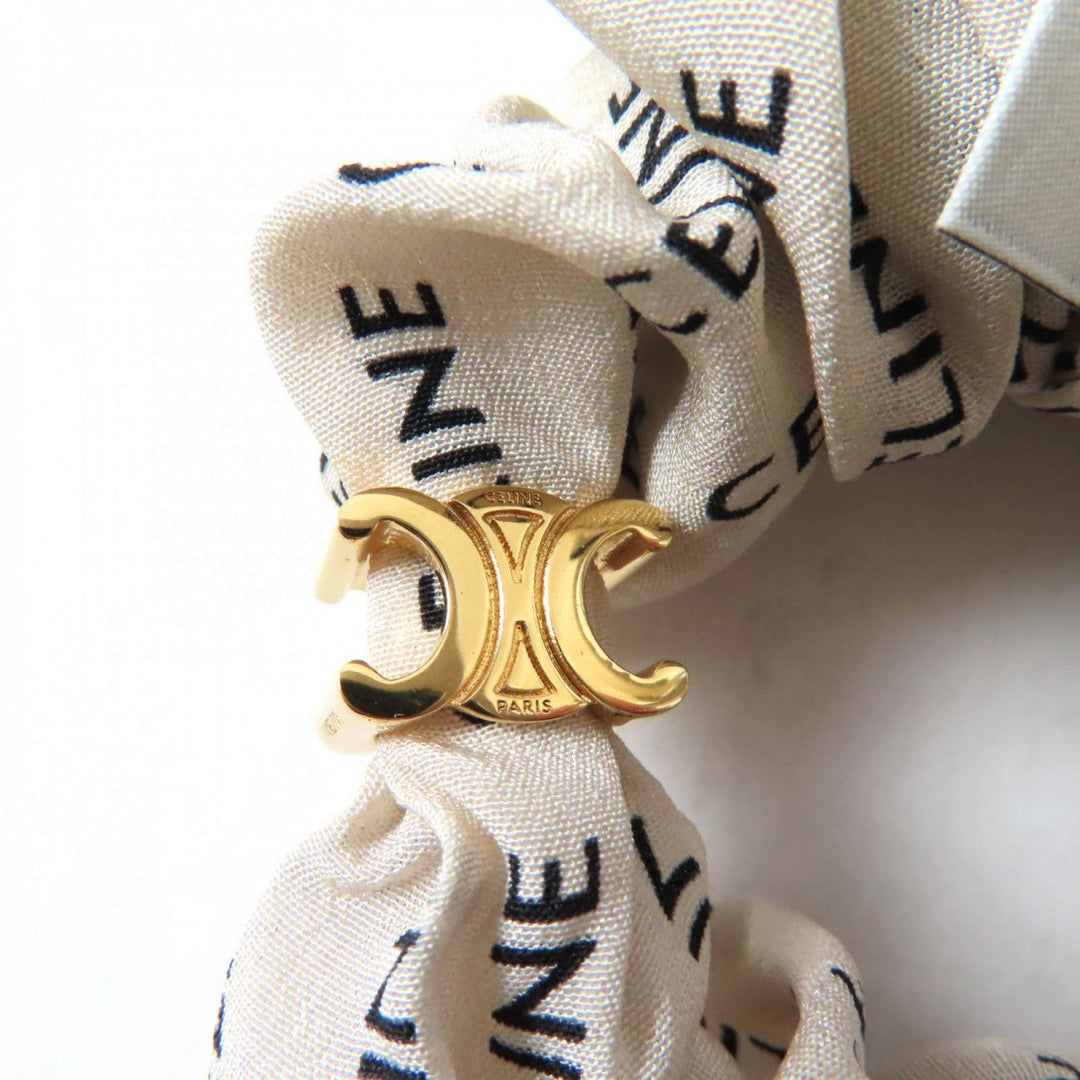 CELINE hair accessory silk Beige black Leyure