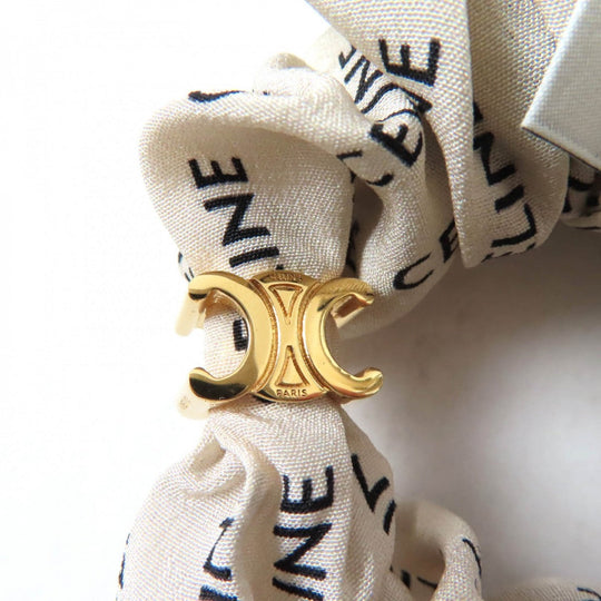 CELINE hair accessory silk Beige black Leyure