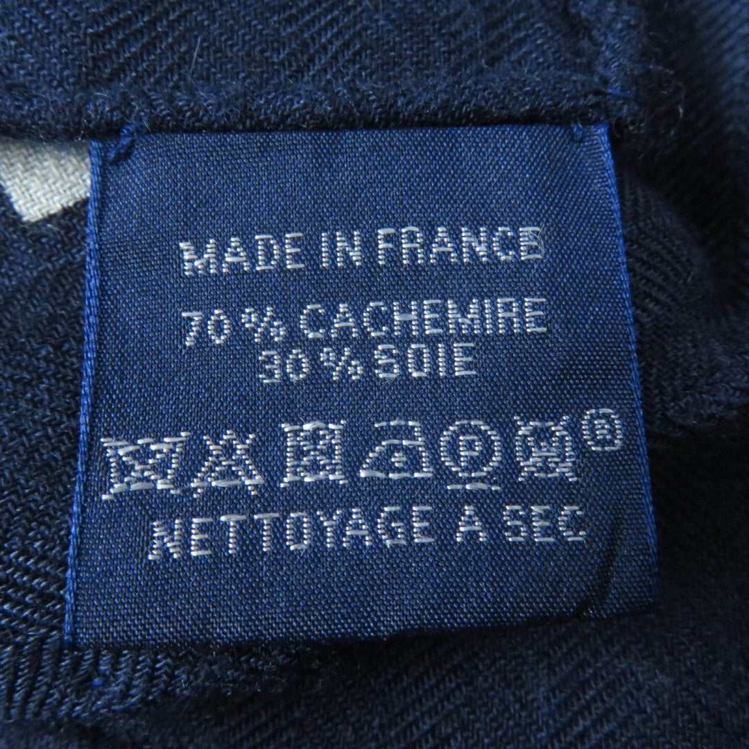HERMES scarf cashmere Navy Calegean 140 Fouets and Badines Whips and Grips