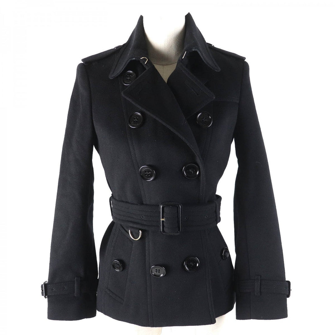 BURBERRY LONDON trench coat Outer: 80% wool, Outer: 20% cashmere, Lining: 100% viscose (rayon), Part: 66% wool, Part: 22% polyamide (nylon) black Women 36 Used Authentic