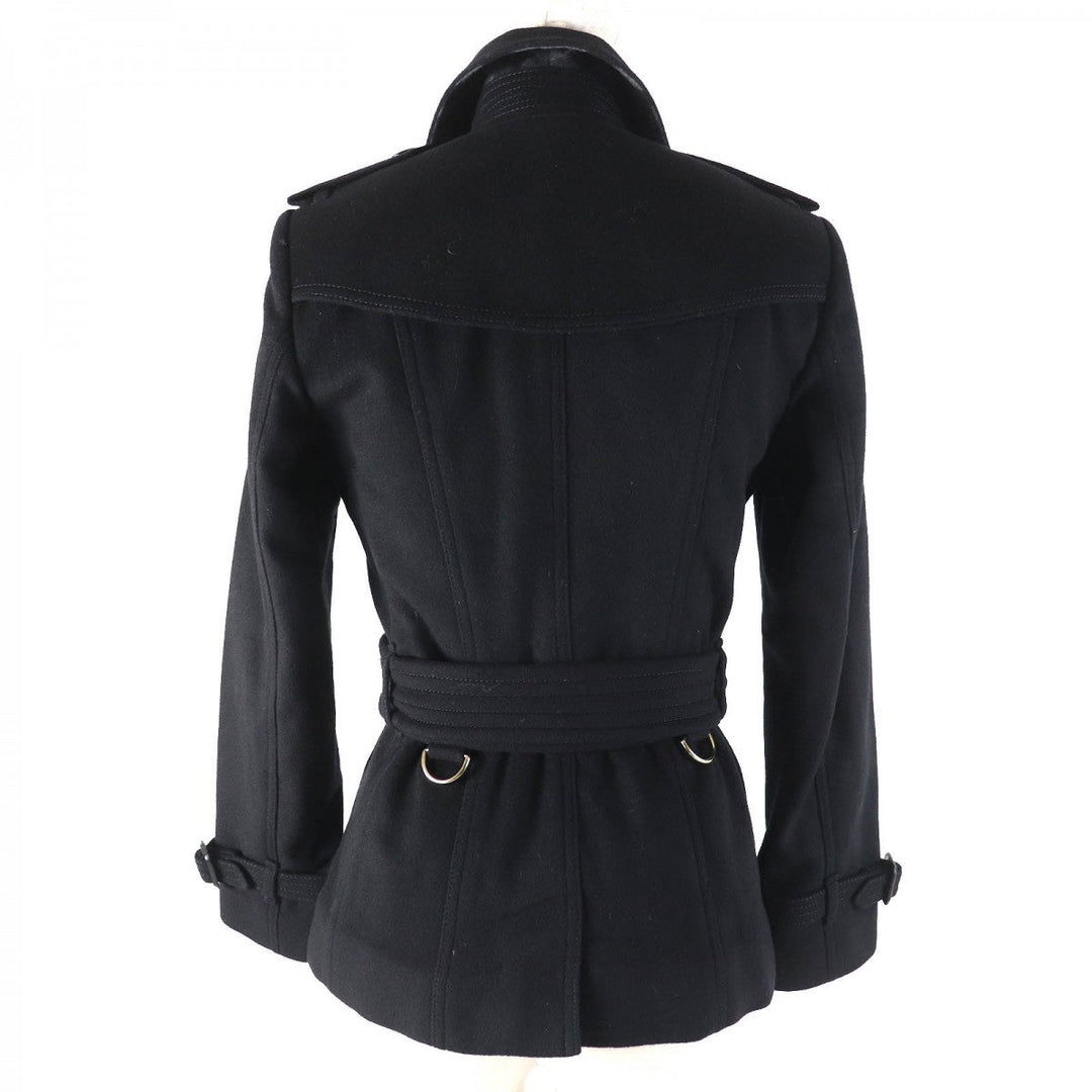 BURBERRY LONDON trench coat Outer: 80% wool, Outer: 20% cashmere, Lining: 100% viscose (rayon), Part: 66% wool, Part: 22% polyamide (nylon) black Women 36 Used Authentic