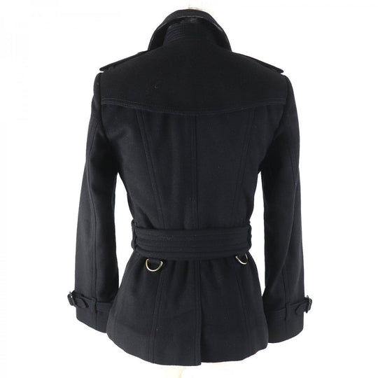 BURBERRY LONDON trench coat Outer: 80% wool, Outer: 20% cashmere, Lining: 100% viscose (rayon), Part: 66% wool, Part: 22% polyamide (nylon) black Women 36 Used Authentic
