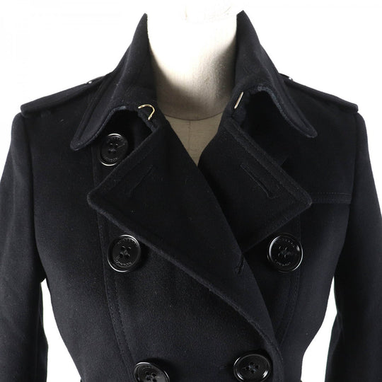 BURBERRY LONDON trench coat Outer: 80% wool, Outer: 20% cashmere, Lining: 100% viscose (rayon), Part: 66% wool, Part: 22% polyamide (nylon) black Women 36 Used Authentic